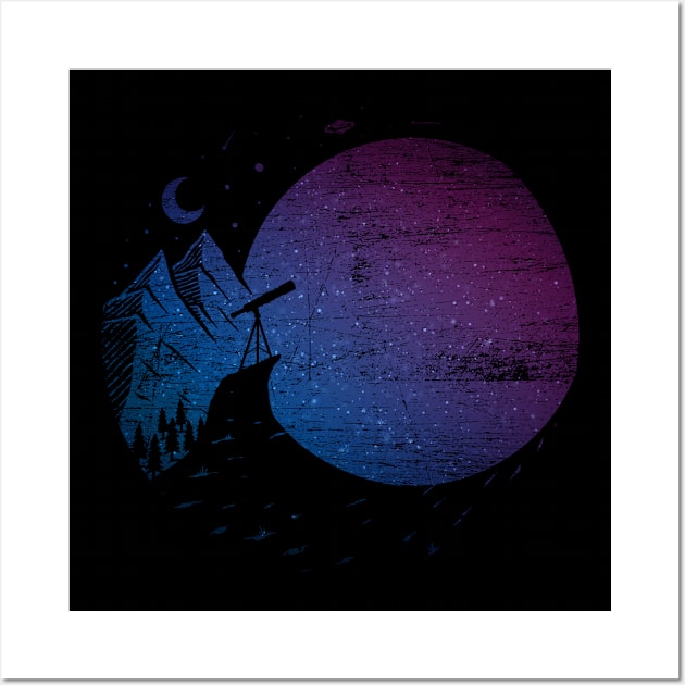 Telescope Night Grunge Astronomy Wall Art by ShirtsShirtsndmoreShirts